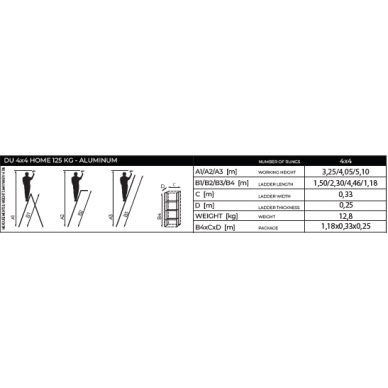 4x4 universaalne redel DRABEST LCG3416BQ (alumiinium) 125 kg 7