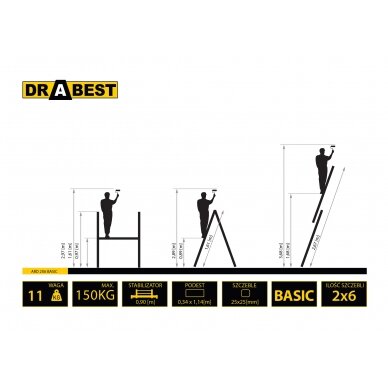 IŠPARDAVIMAS! Kopėčių pastoliai buitiniai Drabest ECO 2x6 1