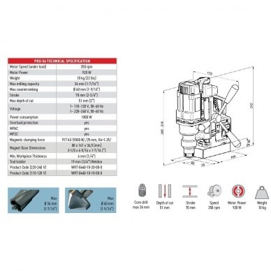 Magnetinės gręžimo staklės PRO 36 /230V Promotech 2