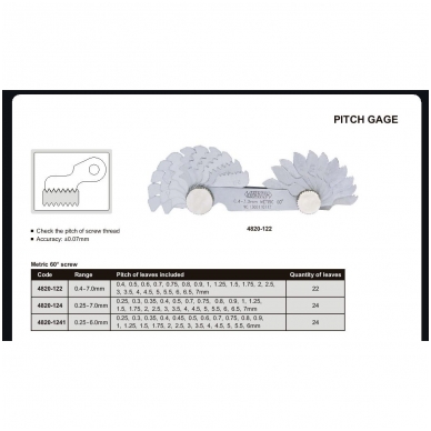 Rādiusa mērītājs Insize METRIC 60° 0.25-7.0mm 1