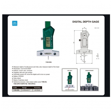 Digitaalne sügavusmõõtur Insize (0-25 mm) 1