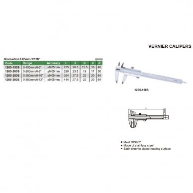 Slankmatise Insize 0-200 mm/0-8" 1