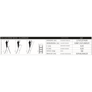 Universālas alumīnija kāpnes, Drabest HOME 4x3, 125 kg 1